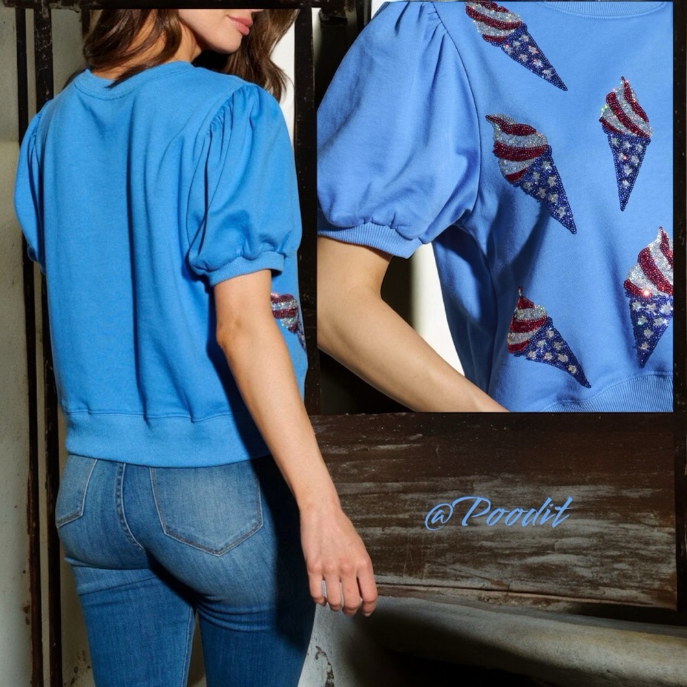 Patriotic sequin Ice cream top S M L - Picture 4 of 5